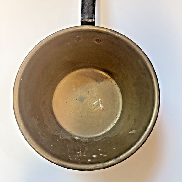 Antique VTG Brass Copper Fireplace Pot with Long Iron Handle Dipper Scoop France - Picture 2 of 8
